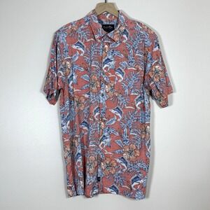 Salt Life Mens Hawaiian Button Up Shirt Size M Coral Fish Print Tropical Resort